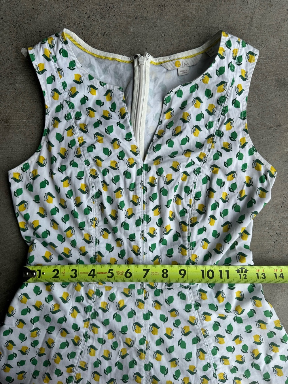 Boden Lemon Print A Line Sun Dress 4 Stretch Cotton Cottagecore Coastal Whimsy - Picture 13 of 14